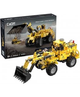 Klocki konstrukcyjne CaDA Kit yellow pojazdy budowlane 2w1 Charger i Bulldozer Spychacz 693 elementy