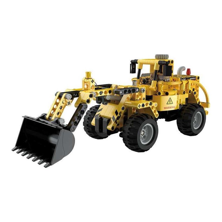 Klocki konstrukcyjne CaDA Kit yellow pojazdy budowlane 2w1 Charger i Bulldozer Spychacz 693 elementy – 4