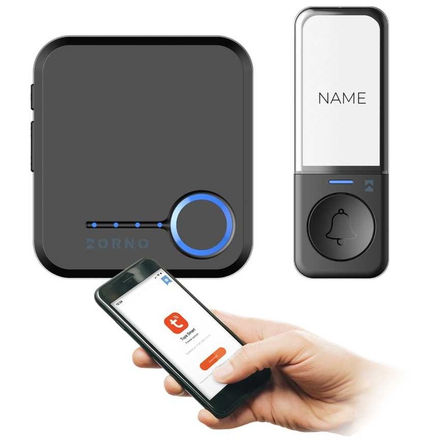 Orno SIGO AC, wireless network doorbell, Wi-Fi, button without battery, learning system, 52 sounds, 200 m, black