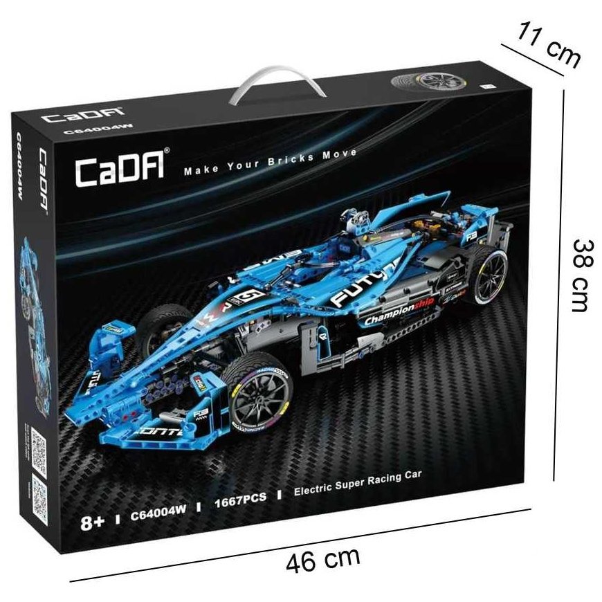 Klocki konstrukcyjne CaDA Duże auto rycssowe 60 cm Samochód sportowy Electric Super Racing Car Zydra rycssówka Chassis 1667 part – 2