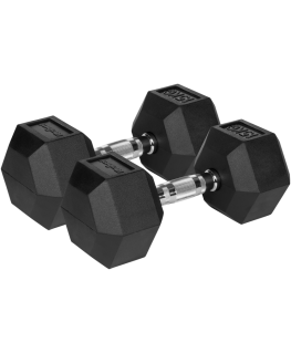 Rubberized cast iron dumbbells HEX 2x15 kg REBEL ACTIVE