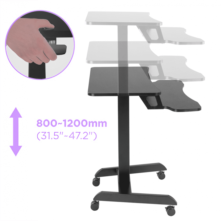 Spacetronik Buddy 03 adjustable table on wheels, black – 3
