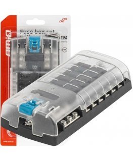 Fuse box with negative rail, screw terminals, 12 slots amio-03834