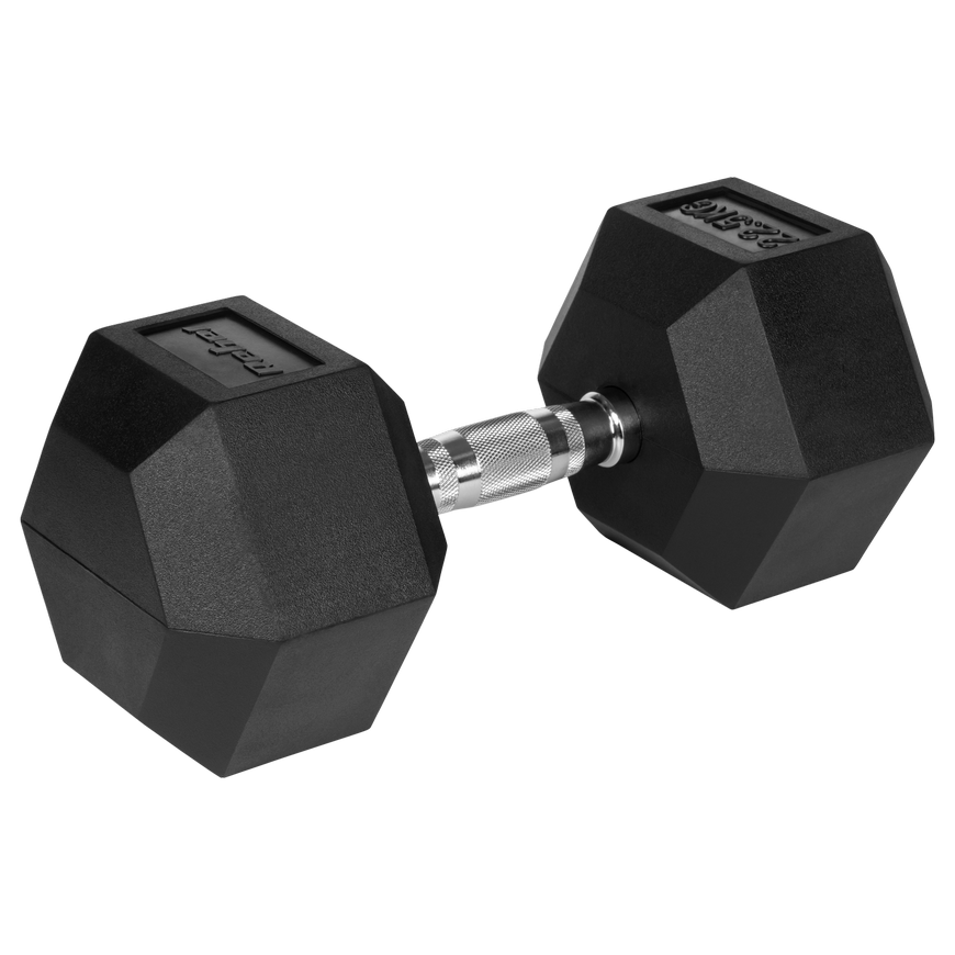 Gumuotas ketaus hantelis HEX 22.5kg REBEL ACTIVE