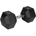 Gumuotas ketaus hantelis HEX 22.5kg REBEL ACTIVE Gumuotas ketaus hantelis HEX 22.5kg REBEL ACTIVE
