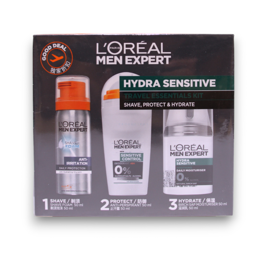 Travel Set L'Oreal Paris: Men Expert, Alcohol-Free, Hydrating and Regenerating, Day & Night, Creamy, For Face, 50 ml + Men Exper