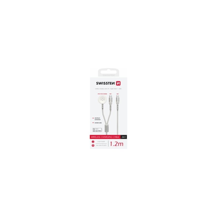 Swissten 2in1 Wireless Charger for Apple Watch and USB-C / USB-C / 1.2m