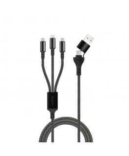 Maxlife ALLin1 cable USB + USB-C - Lightning + 2x USB-C 1,0 m 66