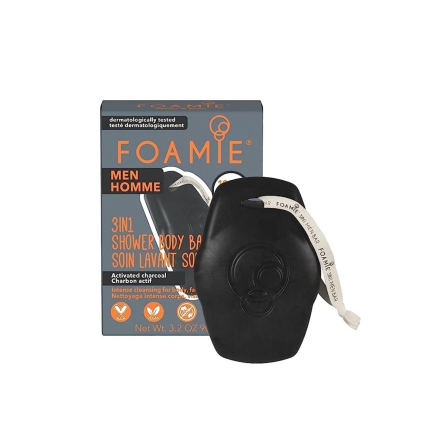 Foamie Men 3in1 Shower Body Bar Activated Charcoal 90 g