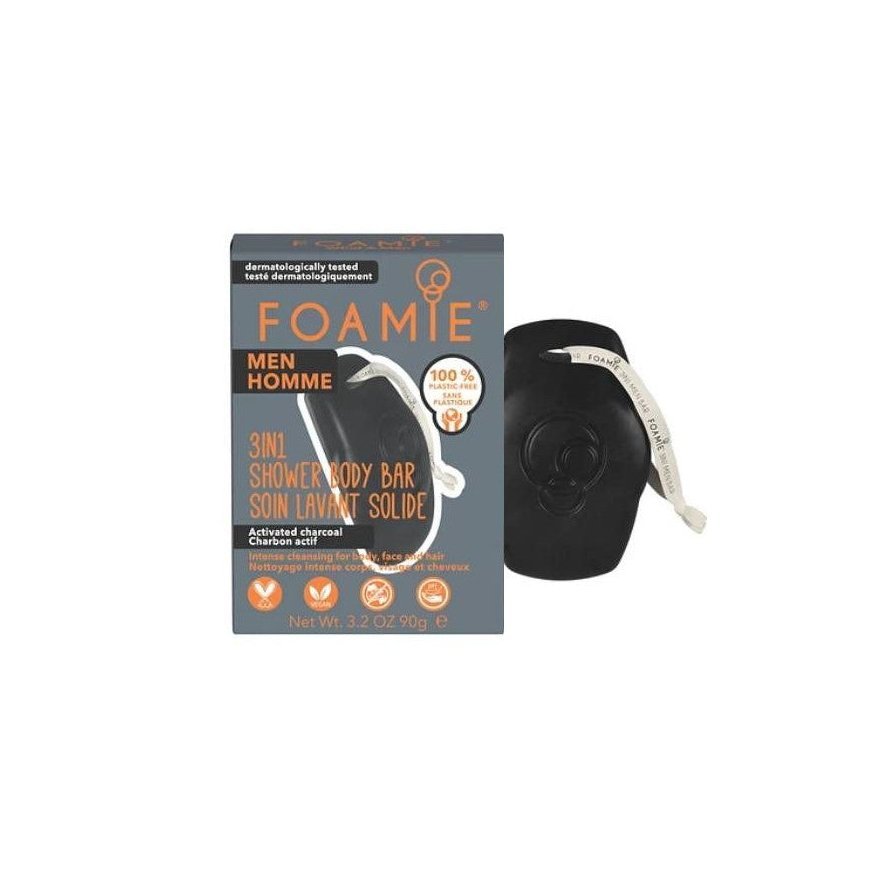 Foamie Men 3in1 Shower Body Bar Activated Charcoal 90 g – 2