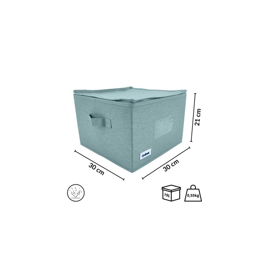 Square box with zipper 30x30x21cm Mint