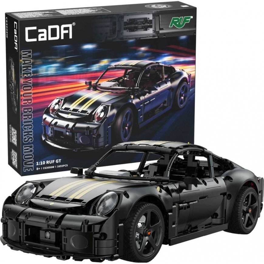 Klocki konstrukcyjne CaDA Samochód 35 cm autko miejskie RUF GT black Chassis 1655 parts