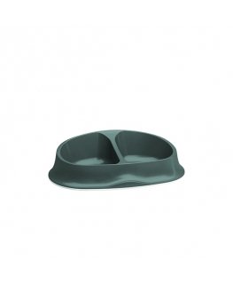 Feeding bowl double Chic 0.25+0.25L 27x17.5x7.2cm light gray