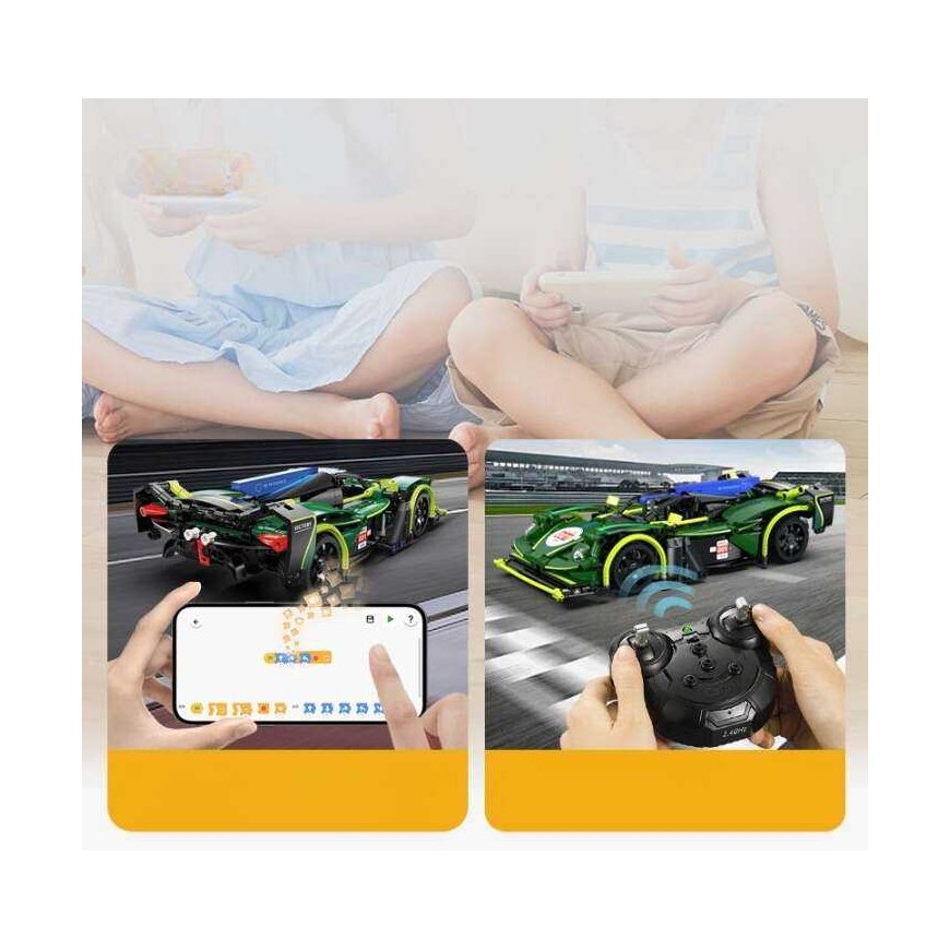 Klocki konstrukcyjne CaDA Samochód zdalnie sterowany Shelf car 29 cm green Emerald Deity Sport Car Chassis 388 parts RC Dual Mod – 5