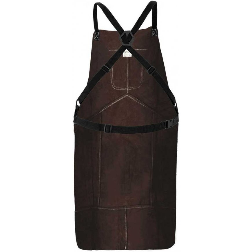 Stamos Germany Protective leather welding apron, size XL - brown – 5