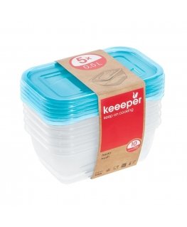 Set of food containers rectangular 5x0,5L Fredo "Fresh" transpar