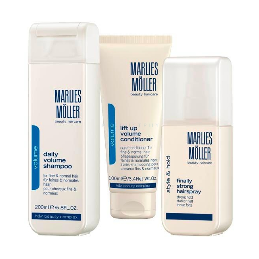 Xmas Set Set Marlies Moller: Lift-Up, Hair Conditioner, For Volume, 100 ml + Finally Strong, plaukų purškiklis, For Styling, Str