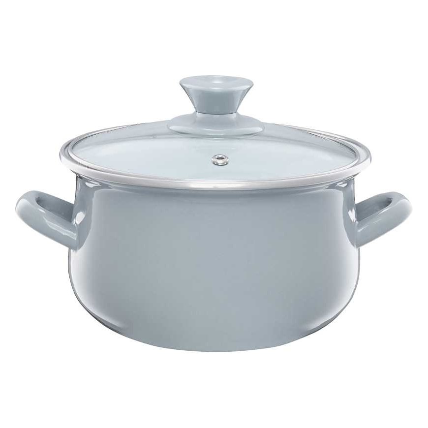 Enamel pot with lid Pyza gray 18 cm 2.9 l ENAMEL OLKUSZ