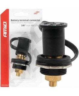 Akumuliatoriaus maitinimo jungtis juoda minus su dangteliu 3/8 m10 12v 24v 48v 250a amio-03813