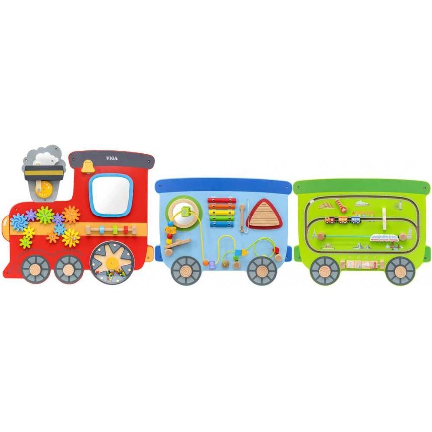 Viga Toys Wooden educational sensory and manipulative board EDU Train