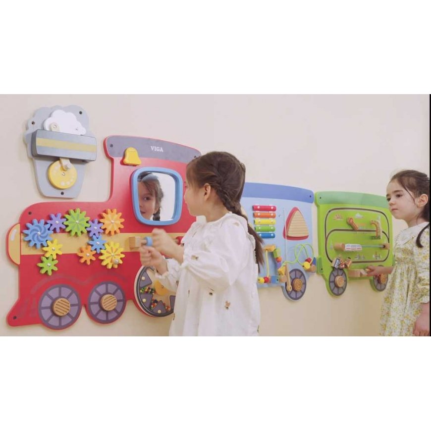 Viga Toys Wooden educational sensory and manipulative board EDU Train – 2