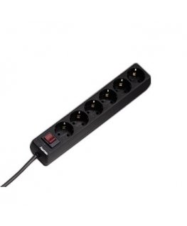 Hama 00030394 pārsprieguma aizsargs Melns 6 Maiņstrāvas izvade (-s) 230 V 1,4 m