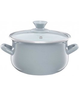 Enamel pot with lid Pyza gray 16 cm 2 l ENAMEL OLKUSZ