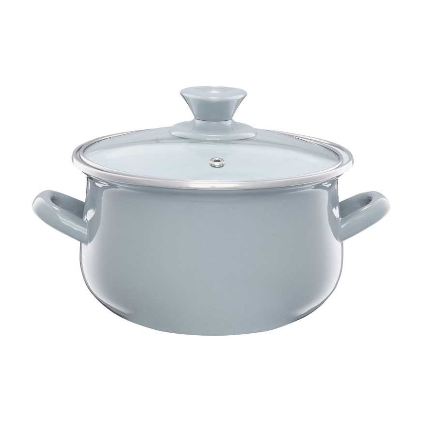 Enamel pot with lid Pyza gray 16 cm 2 l ENAMEL OLKUSZ