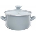 Enamel pot with lid Pyza gray 16 cm 2 l ENAMEL OLKUSZ Enamel pot with lid Pyza gray 16 cm 2 l ENAMEL OLKUSZ