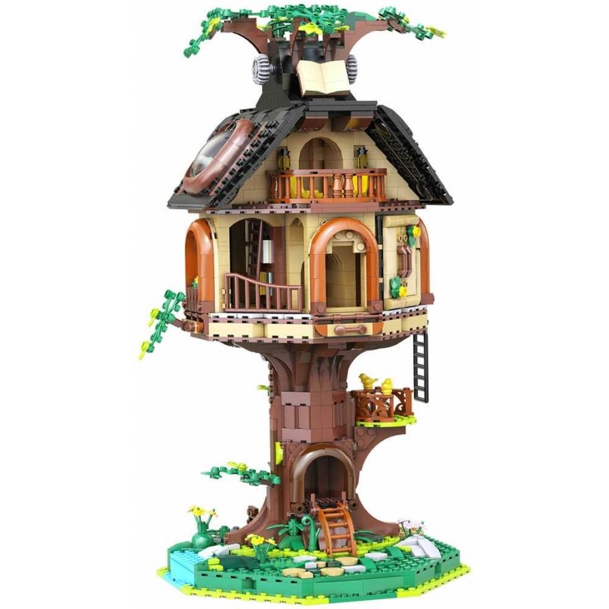 Klocki konstrukcyjne CaDA Tree House Library Biblioteka w Domku na drzewie światło LED 1808 dalys C66013W – 3