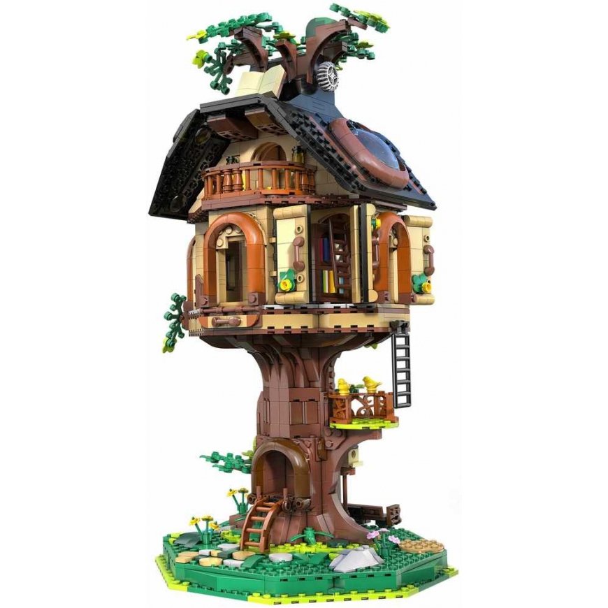 Klocki konstrukcyjne CaDA Tree House Library Biblioteka w Domku na drzewie światło LED 1808 dalys C66013W – 4