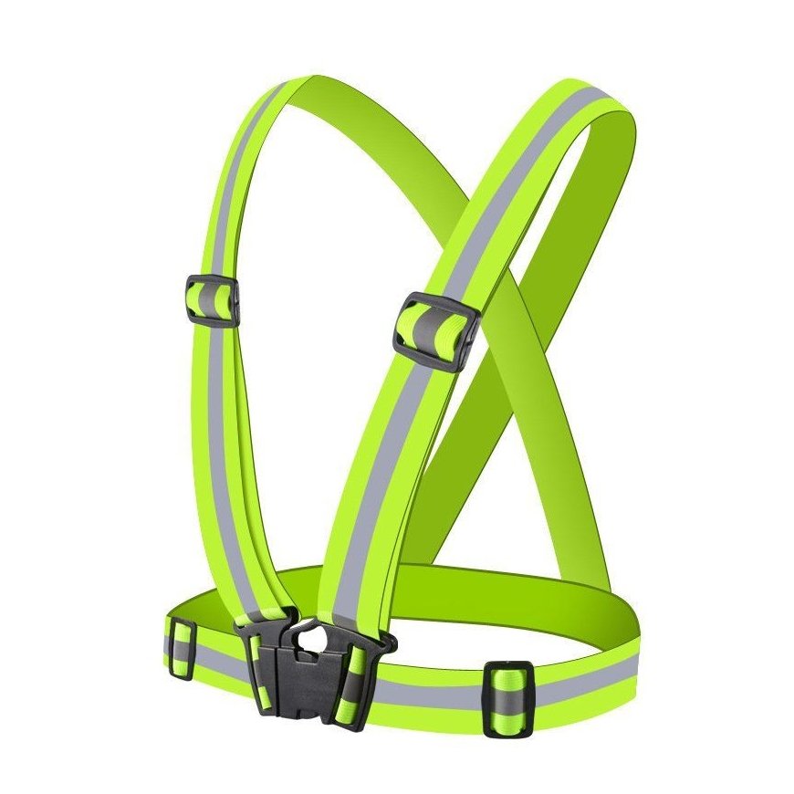 Adjustable reflective harness for a running bike - yellow