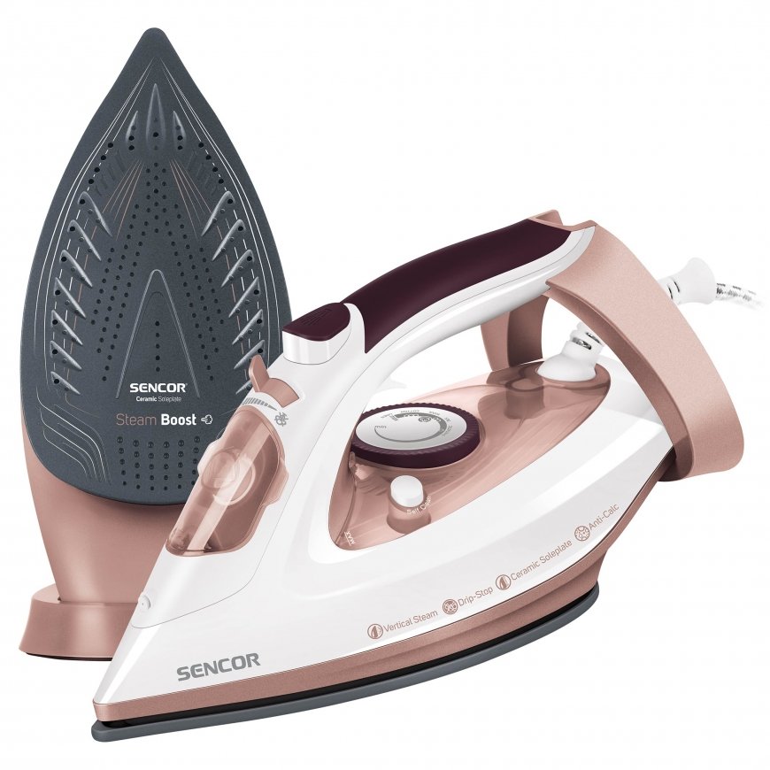 Sencor SSI 3520RS lygintuvas Garinis lygintuvas Keraminis padas 3100 W Rožinė, Violetinė