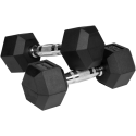 Rubberized cast iron dumbbells HEX 2x7kg, REBEL ACTIVE Rubberized cast iron dumbbells HEX 2x7kg, REBEL ACTIVE