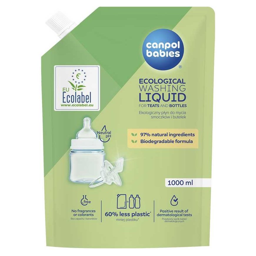 CANPOL BABIES ekologiškas žindukų ir buteliukų plovimo skystis, papildymas, 1000 ml, 1/501