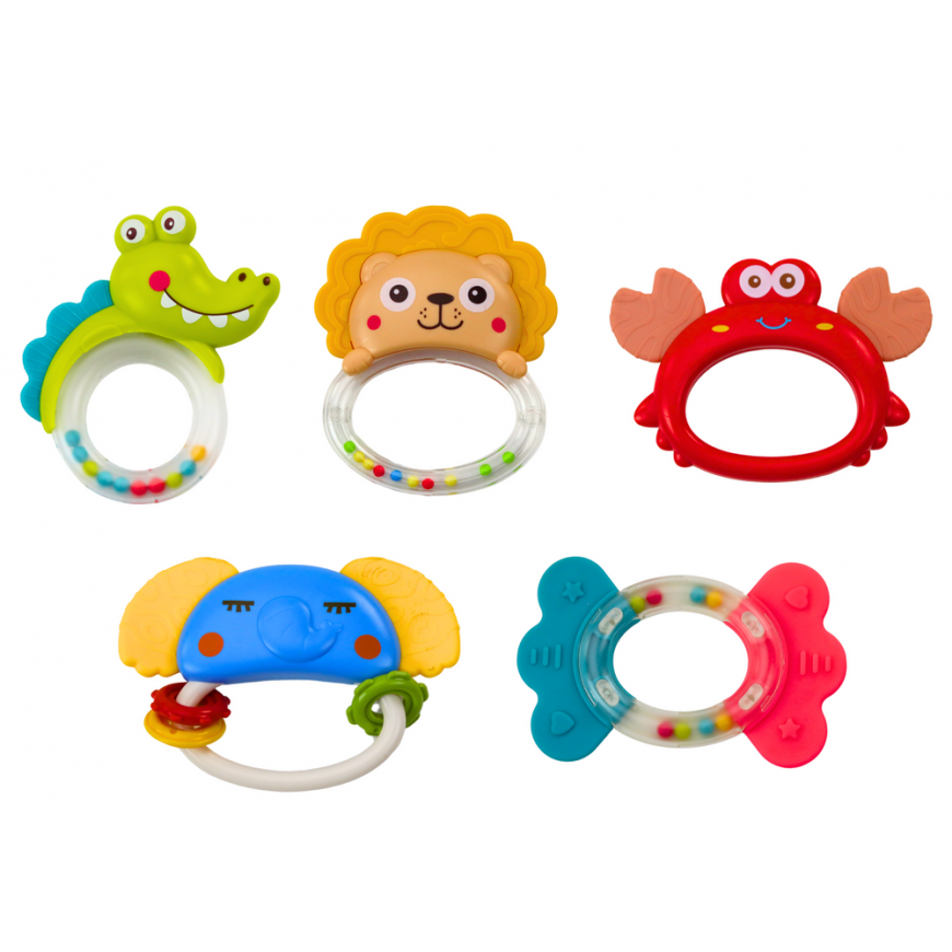 Lean Toys Žaislų, barškučių, dantukų, gyvūnų rinkinys, 8 vnt – 3