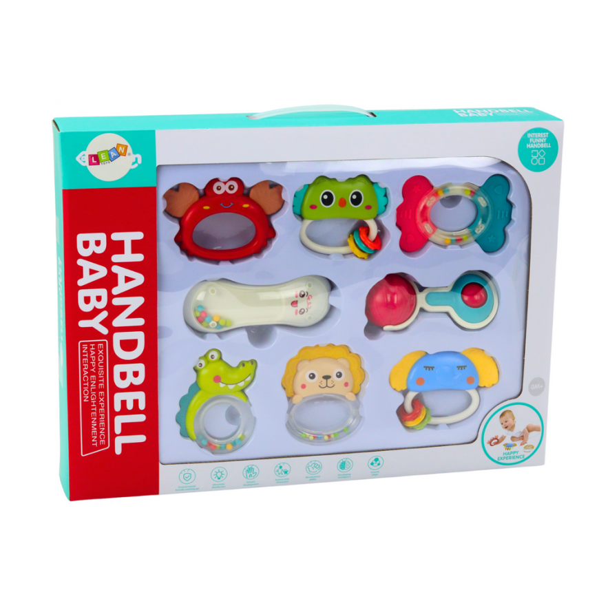 Lean Toys Žaislų, barškučių, dantukų, gyvūnų rinkinys, 8 vnt – 4