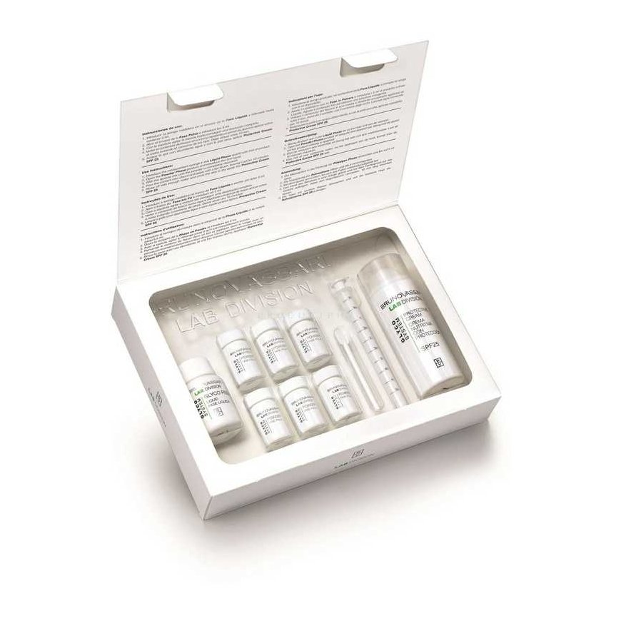 Set Bruno Vassari: Glyco System, Eliminates Impurities, Exfoliating Powder, 6 pcs, 0.30 g + Glyco System, Protects & Hydrates, C