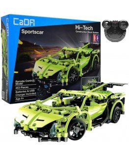 Klocki konstrukcyjne CaDA Zdalnie sterowane auto 32 cm Samochód green Sportscar 453 elementy RC