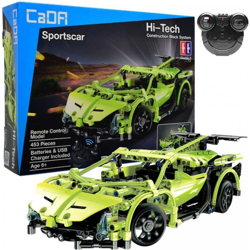 Klocki konstrukcyjne CaDA Zdalnie sterowane auto 32 cm Samochód žalia Sportscar 453 elementy RC