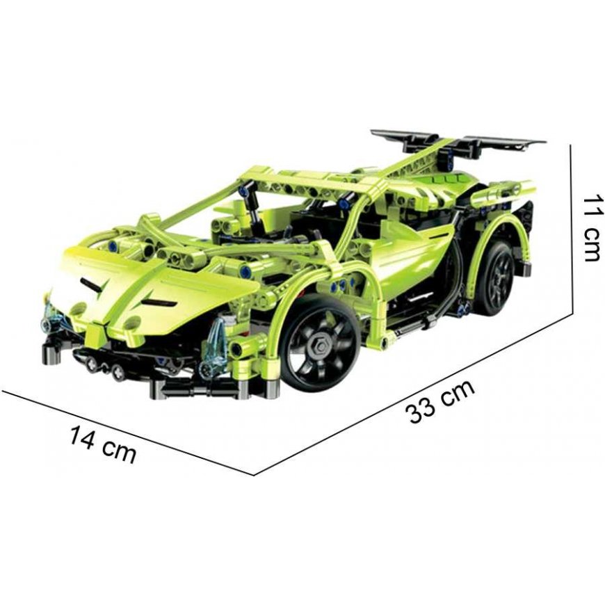 Klocki konstrukcyjne CaDA Zdalnie sterowane auto 32 cm Samochód žalia Sportscar 453 elementy RC – 4