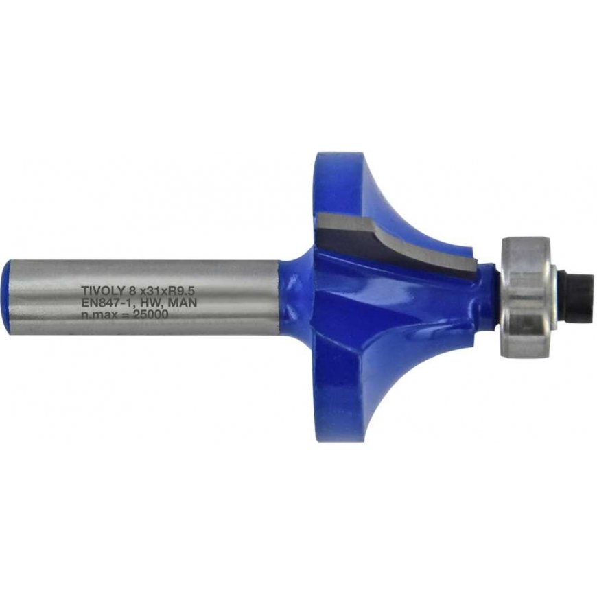 Tivoly Quarter round cutter with ball bearing, 32x10 mm, 8mm shank