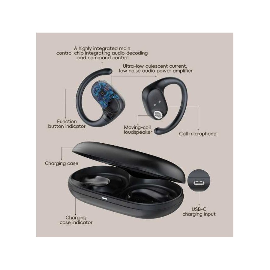 Ldnio OWS bone T07 wireless headphones, white – 5