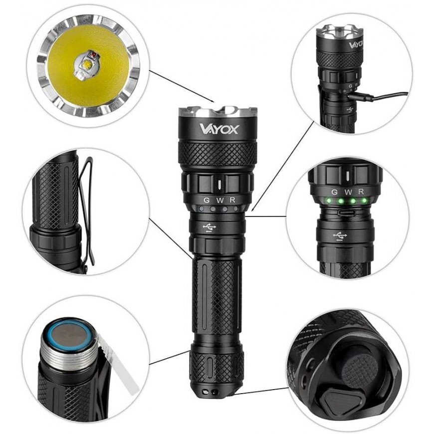 Flashlight taktyczna 3-color 15W 1500lm VAYOX VA0099 – 3