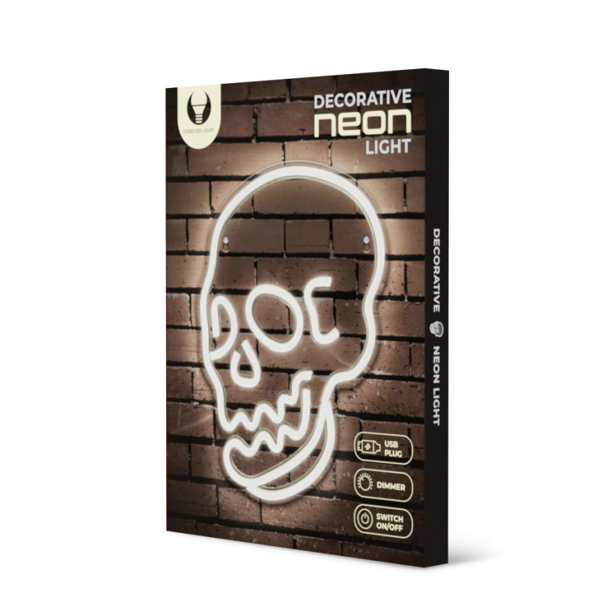 Oem Neoninė PLEXI LED SKULL balta FPNE07X Forever Light – 3