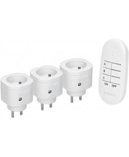 The Orno Wireless mini socket set is controlled by a 3 + 1 remote control