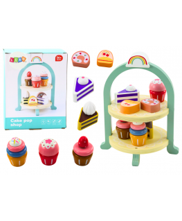 Lean Toys Saldainių rinkinys Tortai Keksiukai Medinis stovas