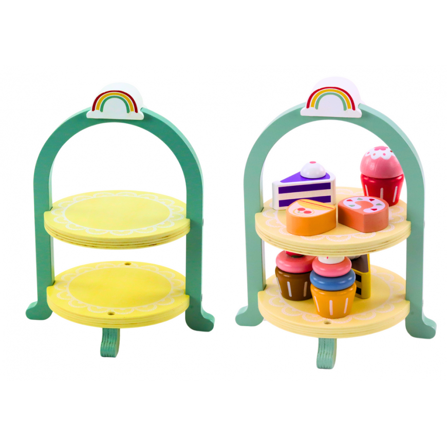 Lean Toys Saldainių rinkinys Tortai Keksiukai Medinis stovas – 2