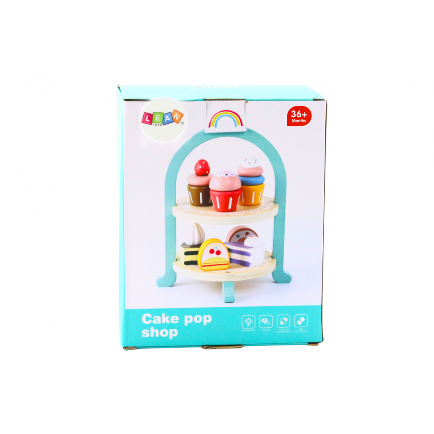 Lean Toys Saldainių rinkinys Tortai Keksiukai Medinis stovas – 4
