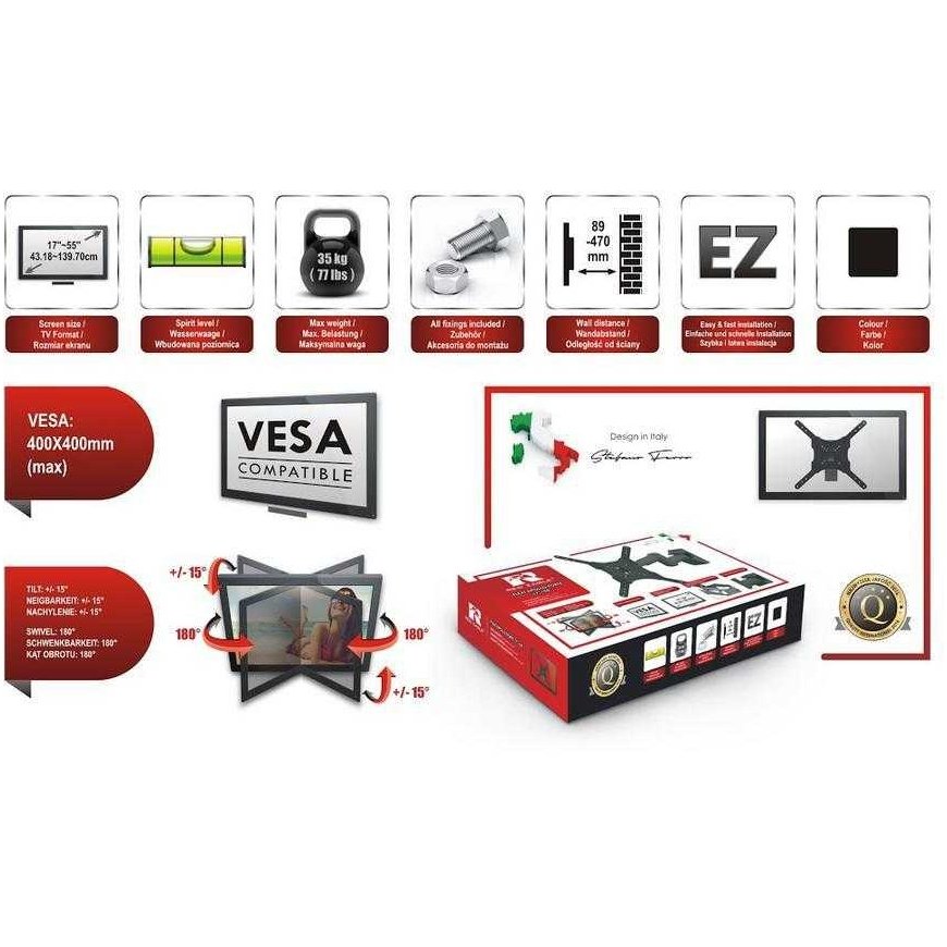 Red Eagle Raudona Eagle Laikiklis TV FLEXI APOLLO FORTE 17-55 Raudona Eagle – 4